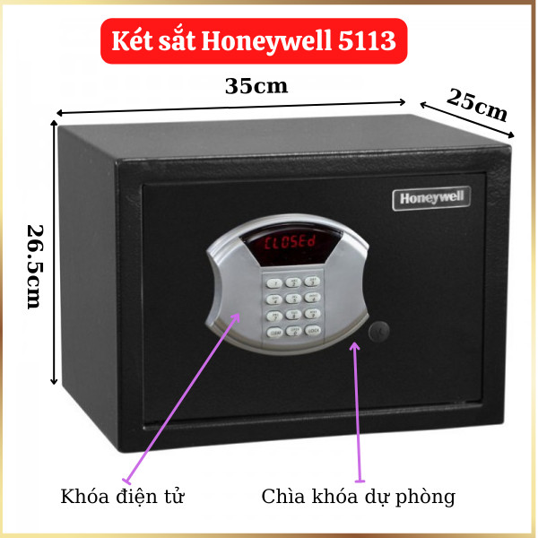 Két sắt mini khách sạn nhập khẩu từ Mỹ Honeywell 5113