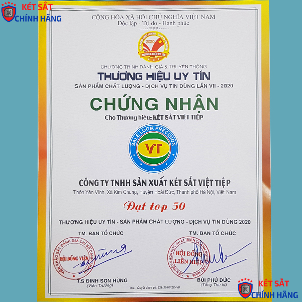 Giấy chứng nhận két sắt Việt Tiệp tại Đức Phương chính hãng - hàng chất lượng tốt 