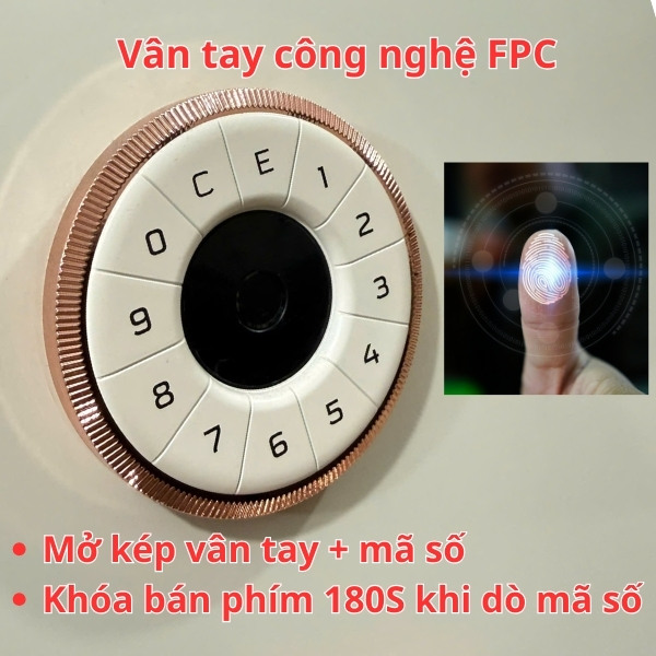 Két sắt AIPU sử dụng công nghệ vân tay FPC mở nhạy, tích hợp mở kép và khóa bàn phím khi có trộm cố tình dò mã số