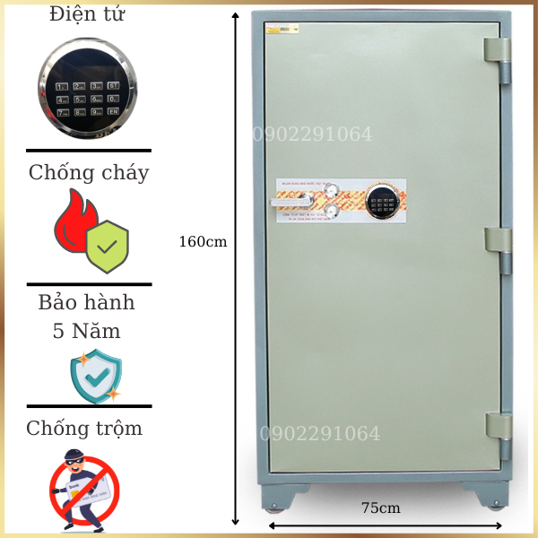 Hình ảnh Két sắt cao 1m6 Trusafe W1600DT điện tử Hàn Quốc cỡ lớn2