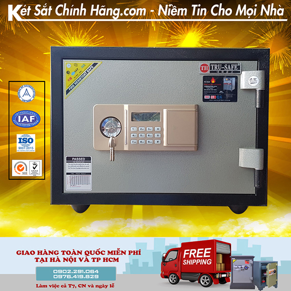 Két sắt chống cháy mini TRUSAFE KS80N điện tử có báo động cao cấp