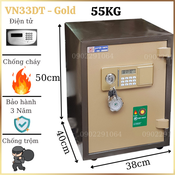 Hình ảnh Két sắt chống cháy Việt Nhật VN33DT gold điện tử có báo trộm2