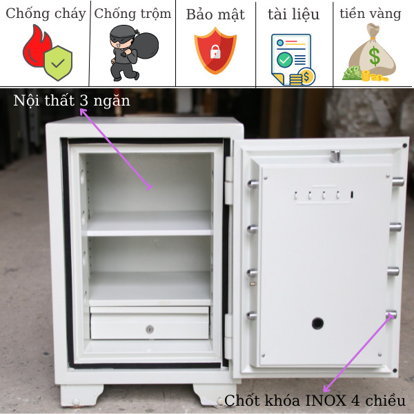Hình ảnh Két sắt Điện tử Hàn Quốc màu trắng trusafe TH140DT1