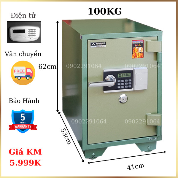 Két sắt điện tử Hòa Phát KS100DT chống cháy cao cấp màu xanh