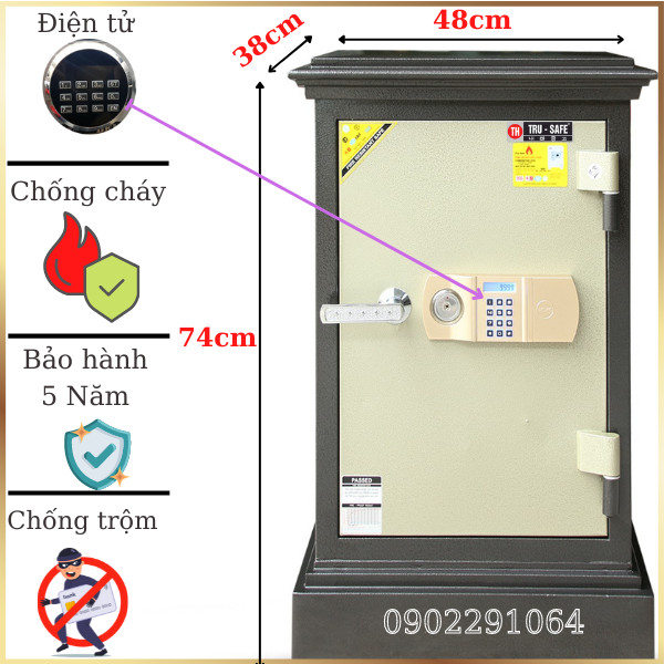 Két sắt điện tử trusafe E45 chống cháy cao cấp cho gia đình công ty