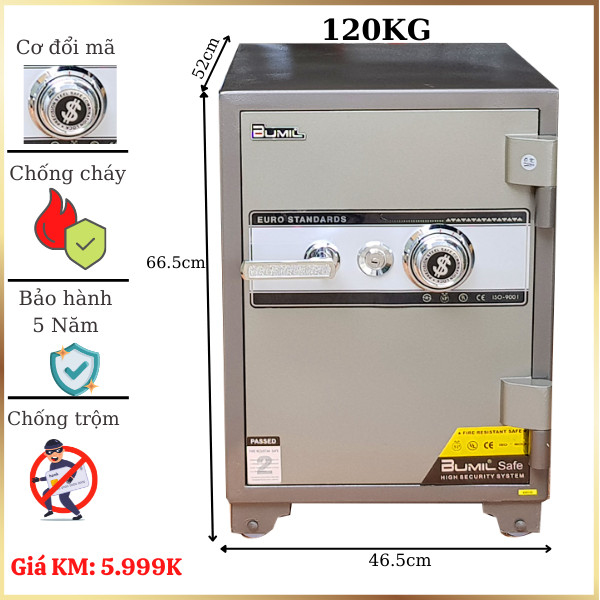 Két sắt chống cháy khóa cơ đổi mã  BUMIL BM120