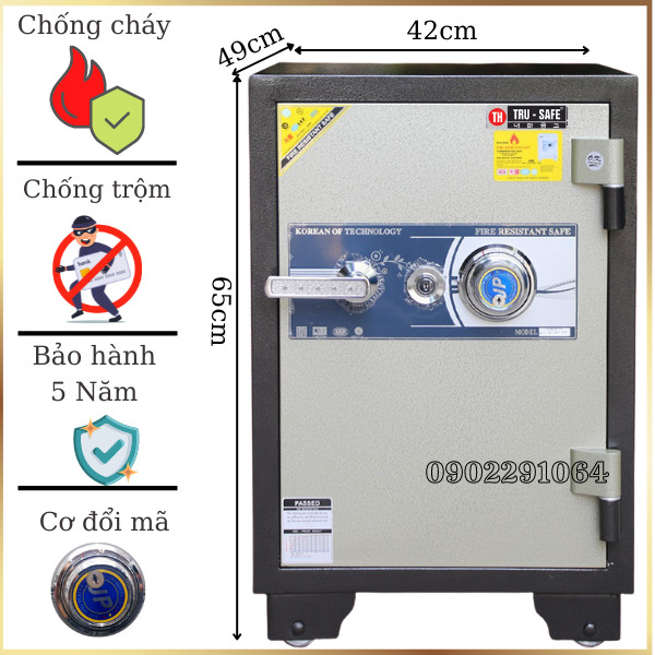 Hình ảnh Két sắt Hàn Quốc trusafe KTS100 cơ đổi mã chống cháy0