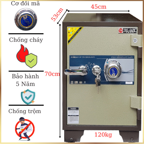 Hình ảnh Két sắt Hàn Quốc trusafe KTS120 khóa cơ đổi mã chống cháy3