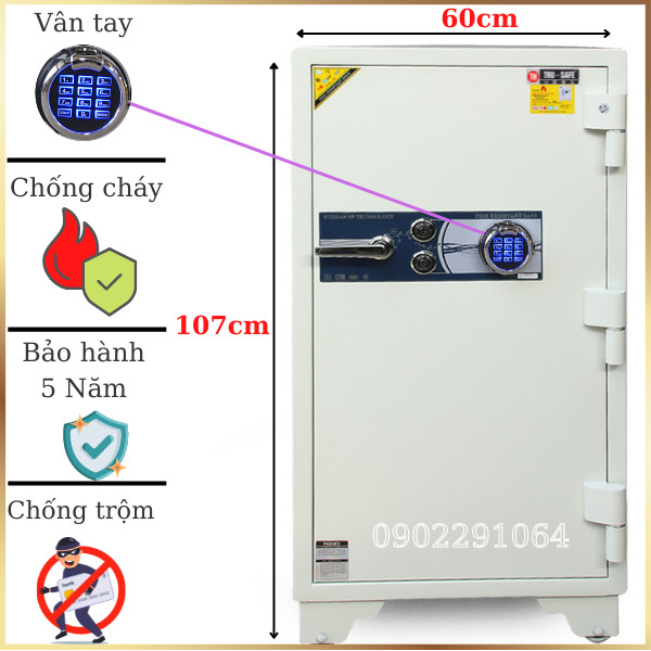 Két sắt Hàn Quốc trusafe S200VT vân tay điện tử màu trắng