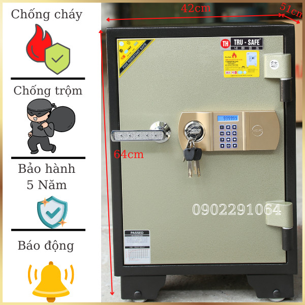 Hình ảnh Két sắt trusafe TH125DT điện tử chống cháy, cánh đúc0