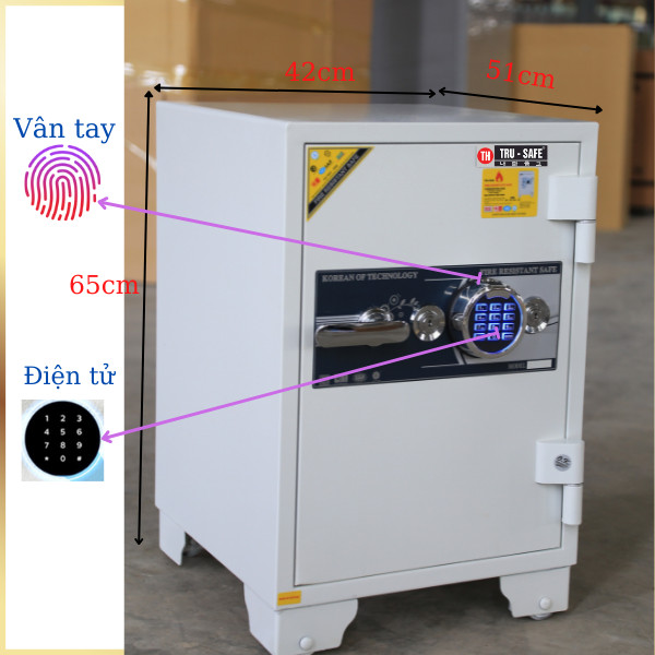 Két sắt trusafe TH125VT khóa vân tay điện tử màu trắng