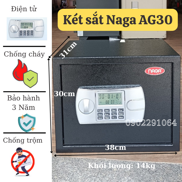 Két sắt khách sạn mini cao cấp NAGA AG30 màu đen