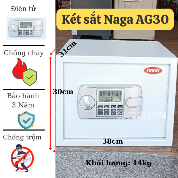 Két sắt khách sạn mini cao cấp NAGA AG30 màu trắng