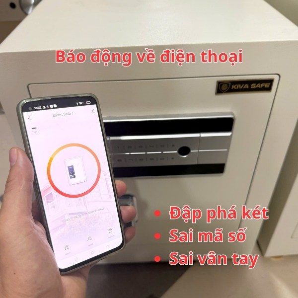 Két sắt KIVA thông minh báo động về điện thoại