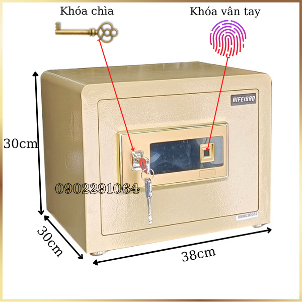 Két sắt mini nhập khẩu AifeiBao 30BL vân tay nhỏ để tủ