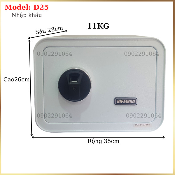Hình ảnh Két sắt mini vân tay nhỏ nhất màu trắng Aifeibao HK-M-D25II0