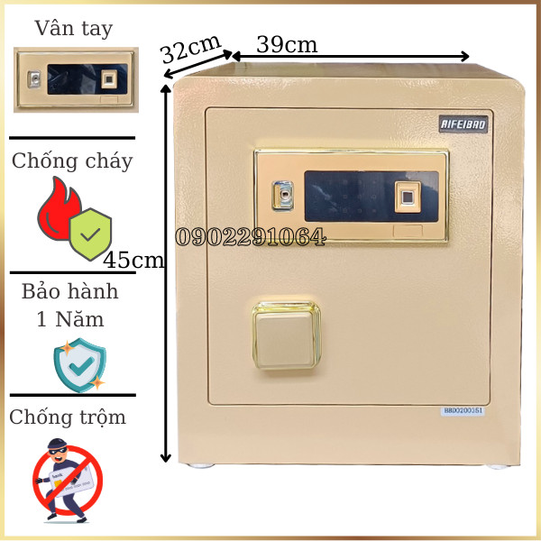 Hình ảnh Két sắt mini cỡ nhỏ vân tay AifeiBao HK-MD-45BL màu vàng chanh3