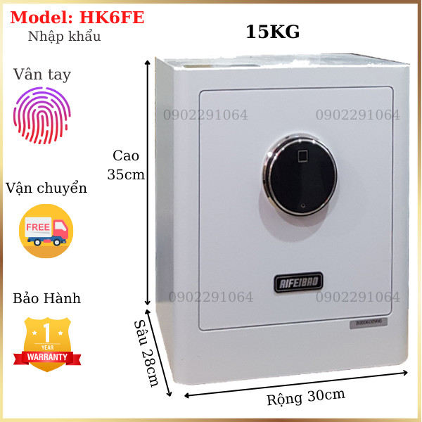 Két sắt màu trắng mini vân tay HK6FE chính hãng