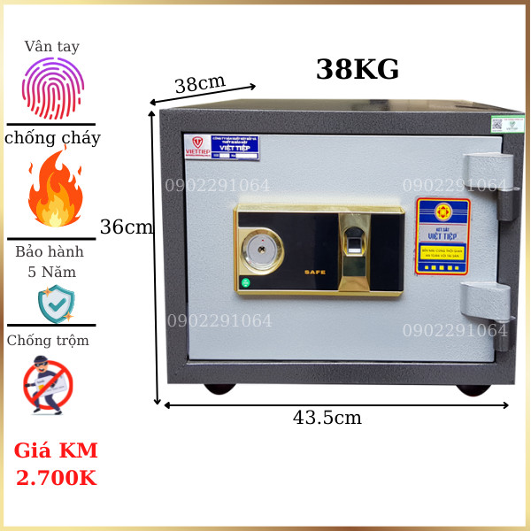 Hình ảnh Két sắt việt tiệp mini KW36VT khóa vân tay chống cháy0