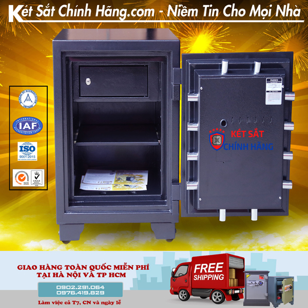 Két sắt nhập khẩu Mỹ USA036F vân tay điện tử chống trộm nhờ chốt khóa INOX 4 chiều