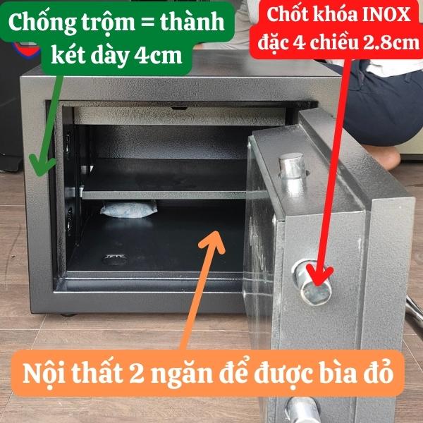 Hình ảnh Két sắt mini điện tử TOKYO TKO43E chính hãng chống cháy màu đen1