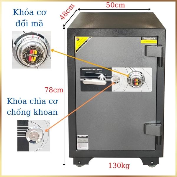 Hình ảnh Két sắt khóa cơ chống cháy để giấy tờ TOKYO TKO78C màu đen0