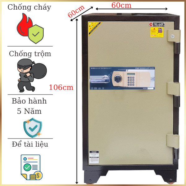 Hình ảnh Két sắt to Hàn Quốc Trusafe E266 khóa điện tử chống cháy có báo động0