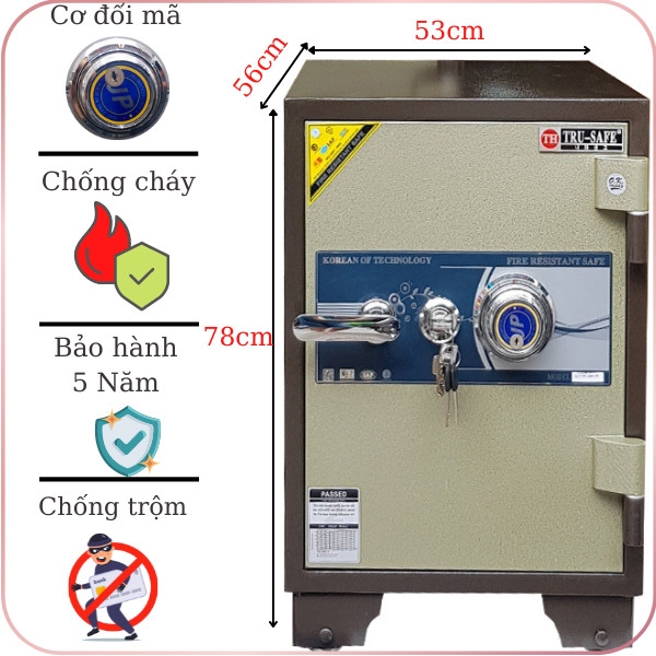Hình ảnh Két sắt trusafe TH160 khóa cơ đổi mã chống cháy0