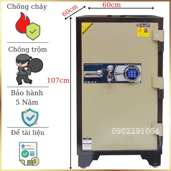 Két sắt vân tay điện tử cỡ lớn Trusafe F220VTDT