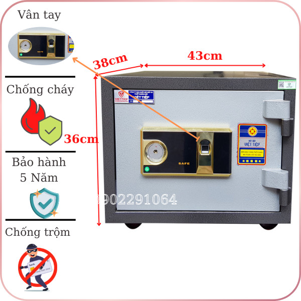 Két sắt việt tiệp mini vân tay KW40VT chống cháy chống khoan phá