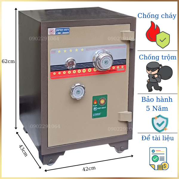 Két sắt Việt Nhật VN79DM cơ đổi mã chống cháy chính hãng