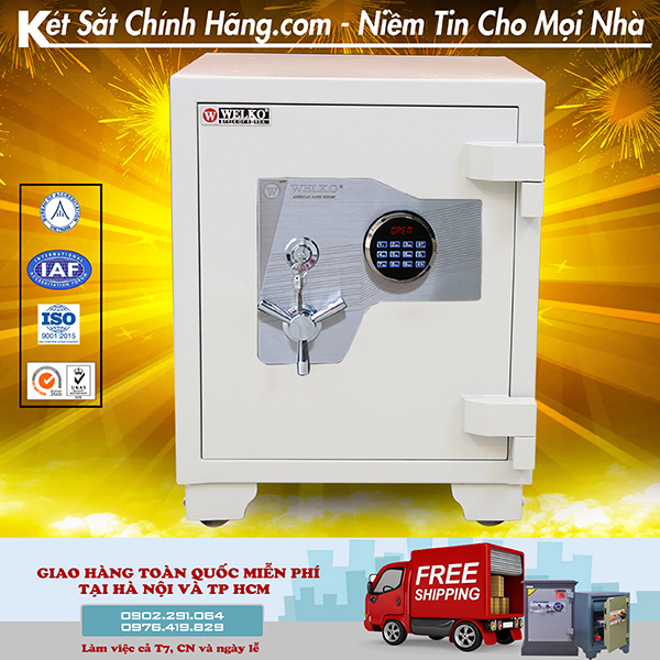 Két sắt xuất khẩu mỹ khóa điện tử màu trắng
