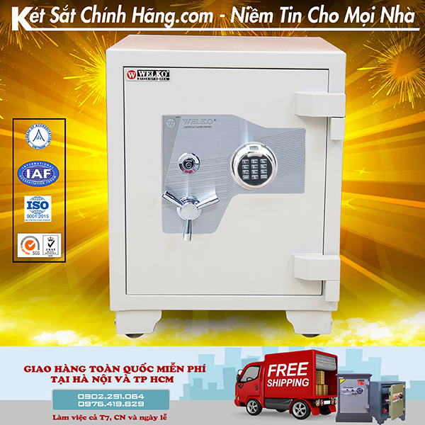 Két sắt xuất khẩu Mỹ Welko US68VT vân tay màu trắng