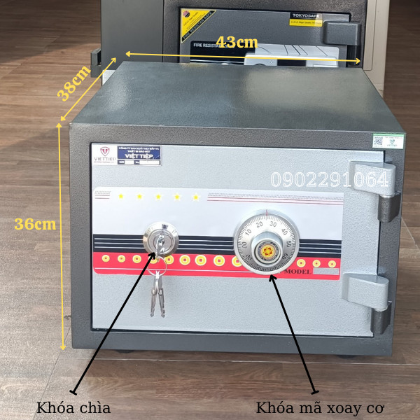 Hình ảnh Két việt tiệp chính hãng mini KW36C khóa cơ chống cháy2