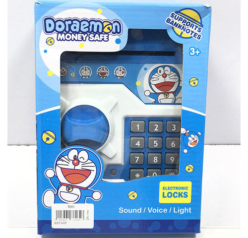 Mẫu két sắt doremon vặn núm kết hợp bấm mã số mở khóa cho bé
