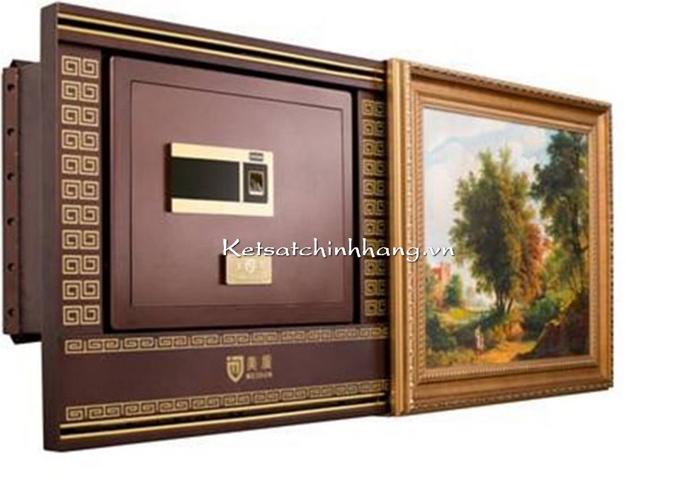 Dấu két sắt âm tường sau bức tranh